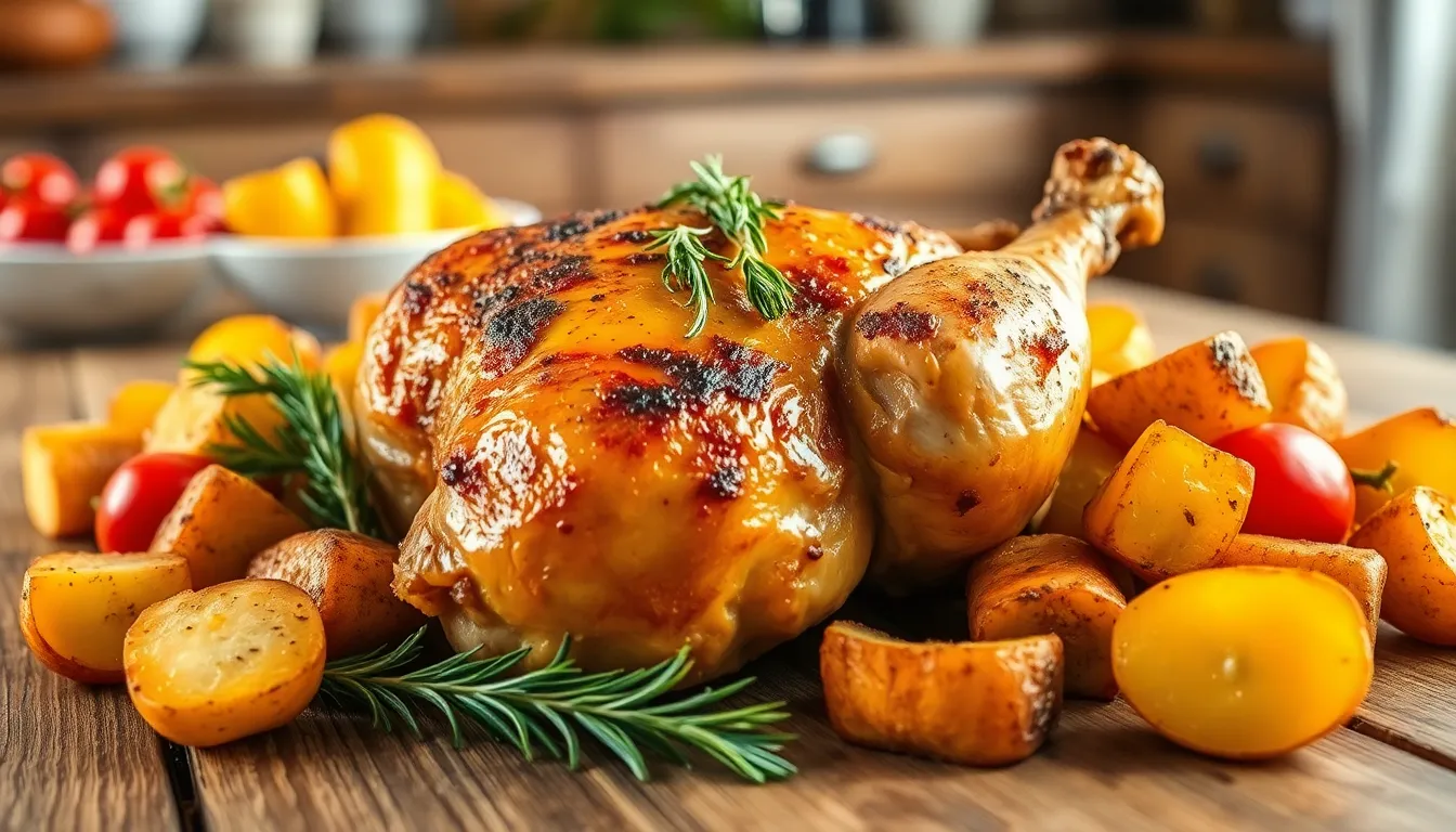 chicken thighs and potatoes in oven